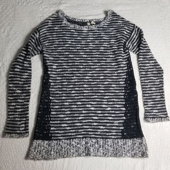 Anthropolgie Moth Staccato Tweed Lace Wool Blend Tunic Sweater Medium - Picture 2 of 5